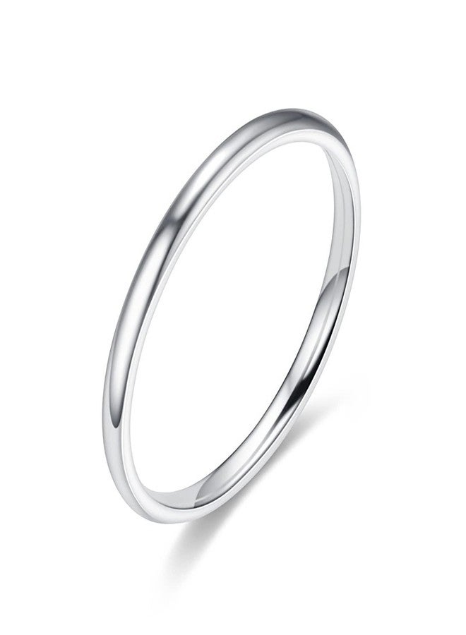 Moplusea 2mm Stainless Steel Classical Plain Stacking Band Statement Wedding Promise Ring For Women (Silver, 8) - Image 1